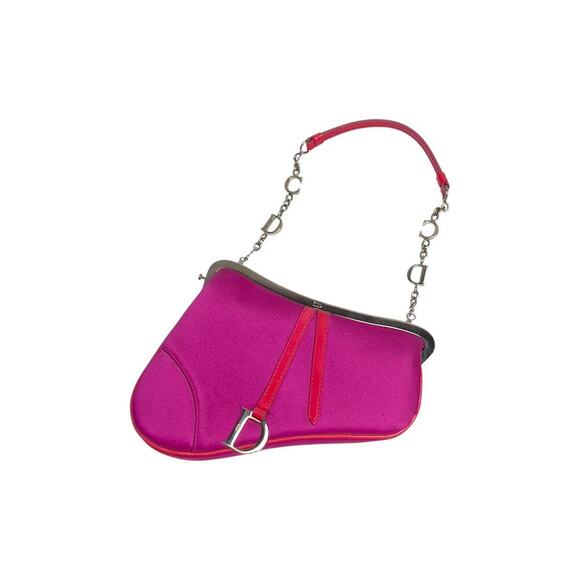 Dior Handbags - Dior mini pink satin saddle bag
